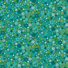 Christmas Brights: Motifs Teal 024/T | Makower UK | Quilting Cotton