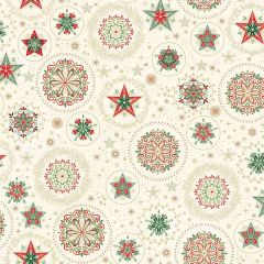 Good Tidings: Crystal Cream 103Q | Makower UK | Quilting Cotton
