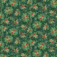 Good Tidings: Holly Dark Green 107G9 | Makower UK | Quilting Cotton