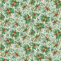 Good Tidings: Holly Cream 107Q | Makower UK | Quilting Cotton