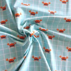 Happy Crab Cotton Jersey: Light Blue | Dressmaking Fabric