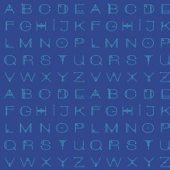 Scrawl Modern Alphabet Electric Blue 1217B | Andover | Quilting Fabric