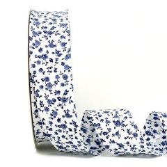 Bias Binding: Floral: 30mm: 020 Blue Toile
