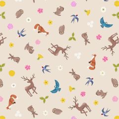 Clearbury Down Creatures on Dark Cream A815.1 | Lewis & Irene | Quilting Cotton