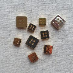 Chunky Square Golden Plastic Button | Haberdashery