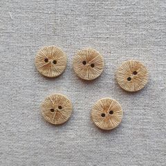 Laser Ray Two Hole Coconut Shell Button: 15mm | Haberdashery