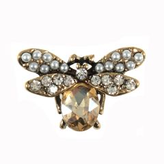 Diamante Gold Bee Button | 20mm