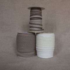 Bias Binding: Lace Edge Linen Double Fold: 12mm