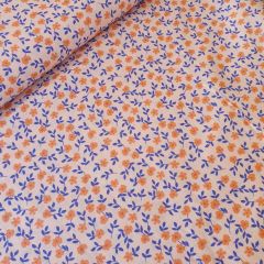 Cotton Poplin: Peach Flowers | Dressmaking Fabric
