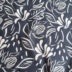 Toile Savoie: Cabrera Abstract Leaves Anthracite | Interiors Furnishing Fabric