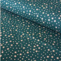 Gold Stars: Green | Christmas Cotton Fabric